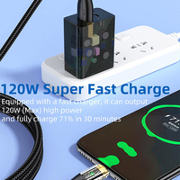 Câble de charge rapide USB-C vers C 120W en nylon JILIAN avec lumière