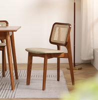 Chaise de salle à manger classique et pratique en rotin, chaise rembourrée en bois massif pour salle à manger