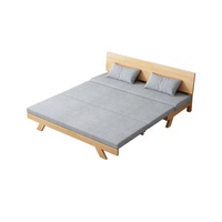 Canapé-lit en bois massif de style Japandi, tissu en lin, coussins confortables pour petit appartement, salon, meubles de maison