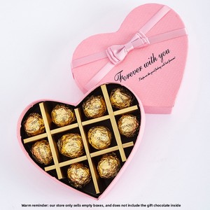 Caja de Regalo de Chocolate en Forma de Corazón Rosa Personalizada, Caja de Regalo de San Valentín con Listón - Product Image 2