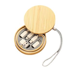 QM Portable Data Cable Wheat Straw Biodegradable Fast Charging Bamboo Storage Box <b>Multi</b> Functional <b>Adapters</b> Included - Product Image 6