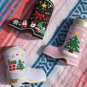 Recuerdos para Fiestas Navideñas, Enfriador de Latas Navideño, Personalizado, Recuerdos para Fiestas de Oficina Navideñas, Bota Navideña Vintage, En Stock - Product Image 1