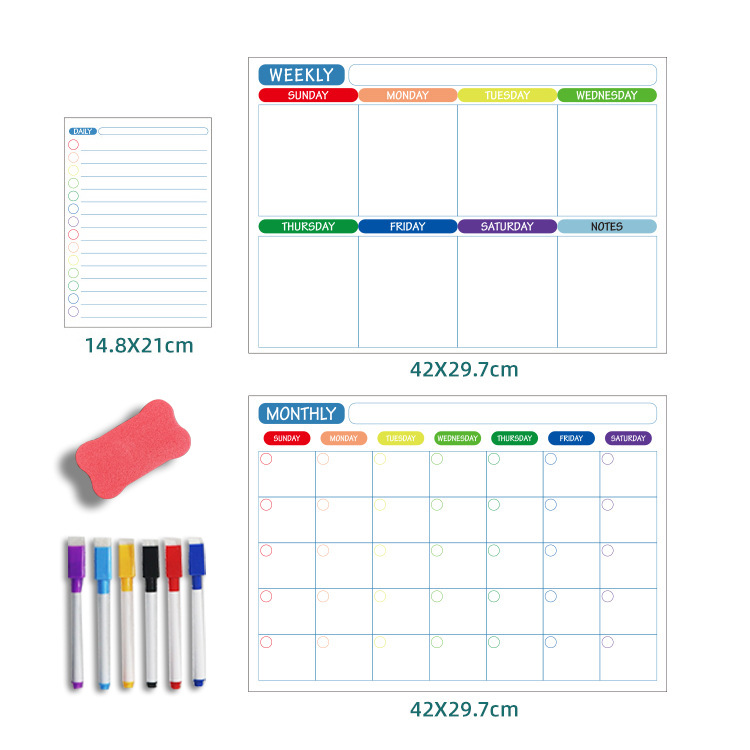 Wholesale Refrigerator Stickers Calendar Whiteboard Wall Stickers Learning Plan Magnetic Message Board