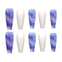Vendita calda punte per unghie punta di moda diamante nebbia gradiente blu balletto punte per unghie per la bellezza delle unghie