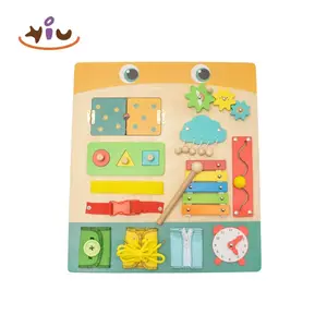 KIU Baby Wood Toys For Kids Montessori Busy Board Unlock Busy Cognitive Toy Puzzle Game Toys For Kids