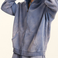 Ensemble deux pièces personnalisé en molleton doublé en coton 100% style streetwear américain, sweat-shirt à capuche et veste cardigan et pantalon décontracté à jambe droite