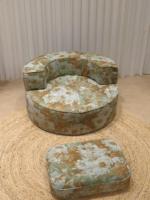 Sofá Futón Tatami Hecho a Mano con Diseño Floral, No Requiere Montaje, Cojín de Suelo para Sala de Estar o Dormitorio, Estilo Pintura al Óleo
