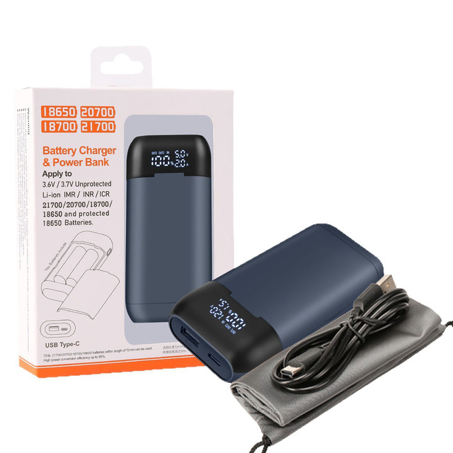 18650 Battery Charger Case DIY Power Bank Box QC3.0 PD 18W Fast Charging Case for 18650 217000 20700 Lithium Battery Charger