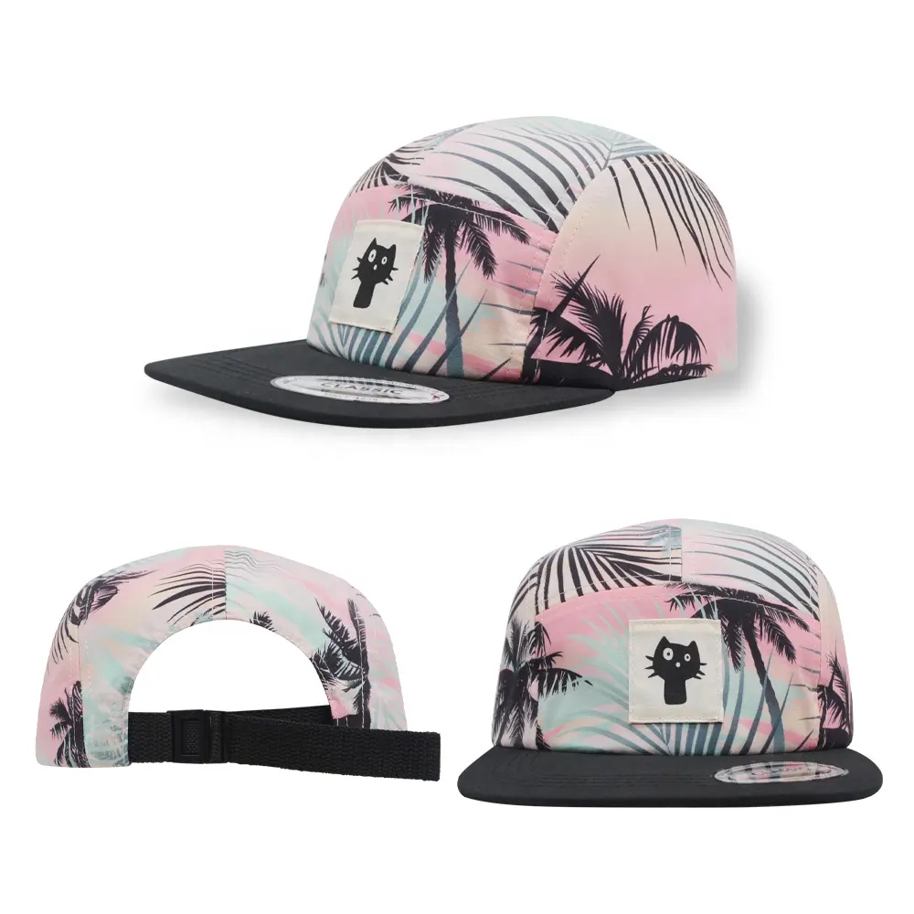 Wholesale Custom All Over Print 5 Panel Hats Snapback Hat Full Print 5 Panel Hat Custom Caps