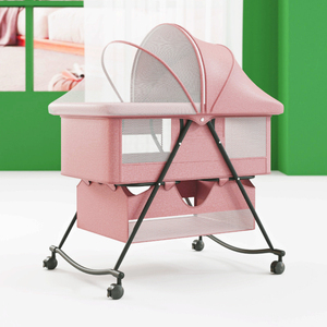Lit bébé pliable portable moderne Mingtu K606 avec roues, en métal et coton, moustiquaire multifonctionnelle, chambre à coucher, 0-36 mois - Product Image 1