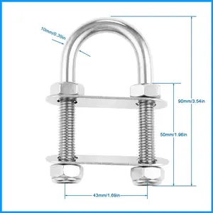 China Manufacturer Supply Rigging 316 Stainless Steel M10 Marine Boat Stern Bow Eye Tie Down U-Bolt