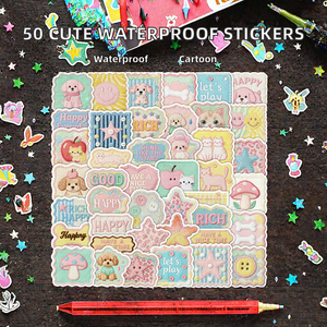 Mintend Custom 50Pcs Cute Embroidery Fabric Fresh <b>Stickers</b> Cartoon Fun Cross Border Waterproof Vinyl Decals Journal <b>Laptop</b> Gift - Product Image 2