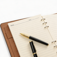 Carnet de notes personnalisé haut de gamme pour cadres, classeur en cuir à 6 anneaux, journal à feuilles mobiles, papeterie avec logo personnalisable