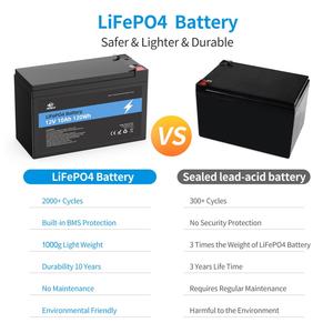 Baterías de Litio Hierro de Ciclo Profundo Melasta 12V al por Mayor OEM, Paquete de Baterías Recargables LiFePO4 de 12.8V 10Ah para Patinetes Eléctricos - Product Image 4