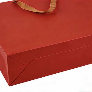 Customized Personalized Pattern with Cotton-lined Handles, Foldable Retail Shopping Packaging, <b>Red</b> Cardboard Bag. - Product Image 2