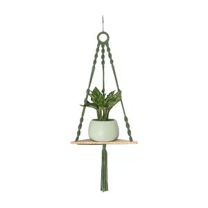 Étagère suspendue pour plantes en <span class=keywords><strong>macramé</strong></span> bohème, étagère flottante en corde de coton faite à la main pour plantes d'intérieur, décoration murale pour la maison, étagère de rangement - Product Image 5