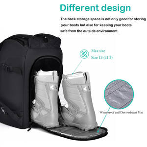Échantillon gratuit Sac à chaussures de ski en PVC 38L Sac à dos de voyage aérien tendance Fond imperméable pour casque Lunettes Gants Sac à dos de ski - Product Image 4