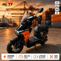 Moto électrique de course pour adultes, durable, moteur 72V 2000W, 70 km/h, freins à disque doubles, phare RGB coloré, longue portée