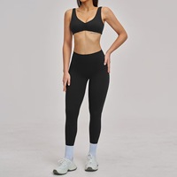Ensemble de yoga 2 pièces pour femmes, coupe ajustée, couleur unie violette, soutien-gorge de sport super doux, leggings taille haute, vente en gros, gym, fitness pour femmes