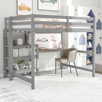 Lit mezzanine moderne pleine taille avec bureau et bibliothèque, lits mezzanine en bois avec étagères et tableau d'écriture pour enfants, adolescents et adultes