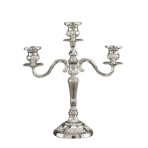 Candélabre de Noël en fer forgé à 5 têtes, 3 branches, embossé, fait main, durable, avec récipient en verre pour usage religieux - Product Image 1