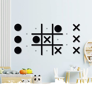Modern Wooden Tic <strong>Tac</strong> Toe PVC Wall Mount Game Game Room Decor Wall Decals Kids' Room Classroom Offices Best Gift Family Friends - Product Image 1