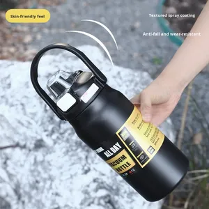 Large-Capacity 304 Stainless Steel Travel Kettle Portable Dual-<b>Drink</b> Outdoor Sports Vacuum Tumbler <b>Hot</b> Thermal Spout-Type - Product Image 2