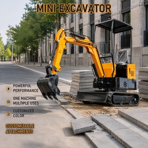 Miniescavatore HIGHTOP 1 tonnellata, raggio di rotazione posteriore 810 mm, cingolato, zero danni al prato, ideale per spazi ristretti, giardini, fattorie e lavori agricoli - Product Image 1