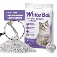 Litière pour chat en bentonite de sodium blanche en gros d'usine, sphérique, agglomération rapide, 99 % sans poussière, contrôle des odeurs, légère, multi-parfums