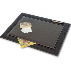 Modern <b>Large</b> Leather Desk Set with Mesh Office Organizer All Metal Including <b>Framed</b> Desk Pad Covered Mouse Pad - Product Image 4