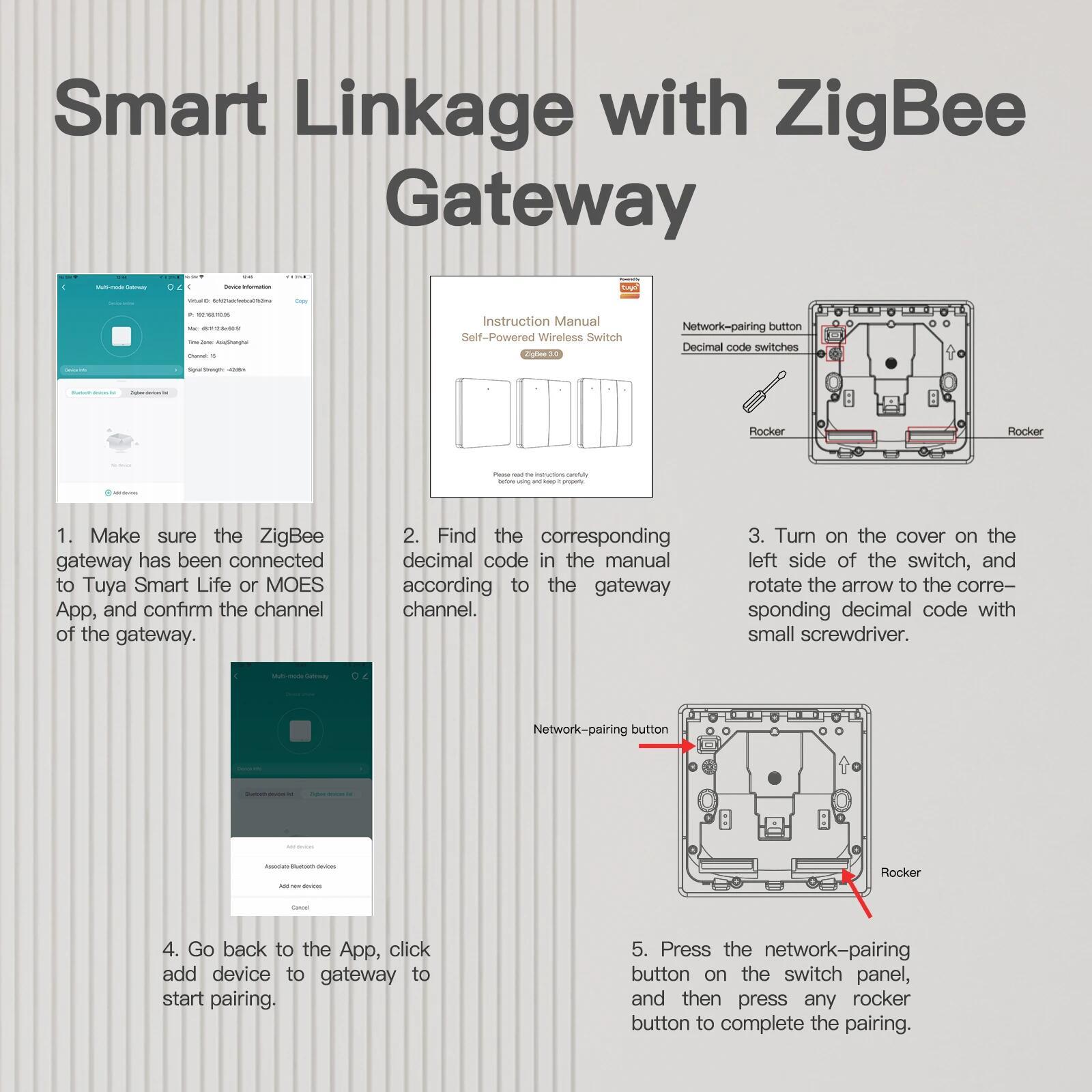 Tuya Smart ZigBee Self Power Scene Switch No Battery No Wiring Kinetic Energy Control for Home Automation Scenario App Control · image 6