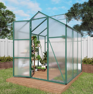 6 * 6ft em estoque Frete Grátis Com Windproof Rope e Ground Nails Walk in Aluminum Frame Pc <span class=keywords><strong>Panel</strong></span> Garden <span class=keywords><strong>Greenhouse</strong></span> - Product Image 1