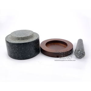 工場直送の新しい乳鉢と乳棒セット花崗岩の乳棒ボウルと乳鉢、傷防止ウッドパッド付き - Product Image 6