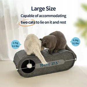 Kleine Haustiere und Hunde Komfortable quadratische Filz Katzen tunnel bett Indoor <span class=keywords><strong>Cat</strong></span> Cave mit Scratch ers Surface <span class=keywords><strong>Pet</strong></span> Betten - Product Image 3