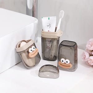 En gros, Trousse de toilette portable de voyage à motif dessin animé mignon, avec gobelet pour bain de bouche, étui à savon et support de rangement pour dentifrice avec égouttoir - Product Image 3