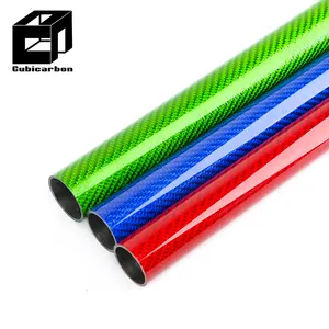 100% Real Carbon Tube 3K Colored Pattern Carbon Fiber Tube Glossy Surface 20mm 22mm 24mm 26mm 28mm 30mm 32mm