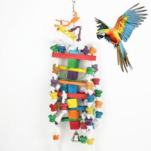 Bloques de madera naturales populares para masticar pájaros, juguete de loro forrajero para loro cacatúas grises africanas - Product Image 2