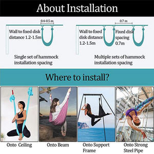 Ensemble de hamac de yoga en tissu de soie et nylon multicolore anti-gravité de 5 m, couleur dégradée, vente en gros - Product Image 6