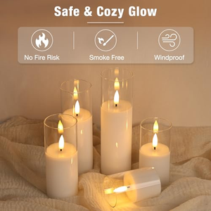 Bougie LED sans flamme personnalisée en verre et cire de paraffine pour la décoration de la maison - Product Image 5