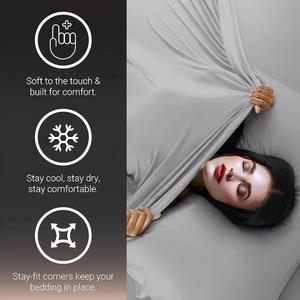 Juego de Sábanas Tamaño Queen, Refrescantes, Absorbentes de Humedad, Antiarrugas, Incluye Sábana Plana, Sábana Ajustable y Fundas de Almohada, Color Azul Cielo - Product Image 4