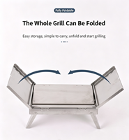 Réchaud de camping pliable en acier inoxydable, barbecue portable au charbon de bois pour la maison, l'extérieur et le camping