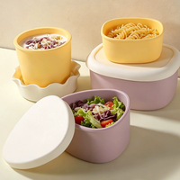 Nouveauté, boîte à bento réutilisable de style japonais, compatible avec le micro-ondes, récipient de stockage alimentaire pour pique-nique, boîte à lunch en silicone pour enfants et adultes