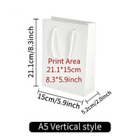 Sac fourre-tout personnalisé en papier blanc A3 A4 A5 écologique pour sublimation, avec logo sur mesure pour impression par transfert thermique, idéal pour les promotions et cadeaux