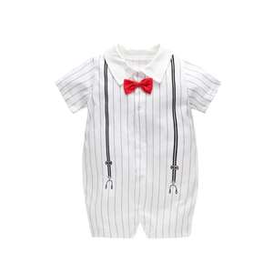 Ensemble de vêtements pour bébé 100% coton, motif brodé petit gentleman, vêtements d'été pour bébés garçons nouveau-nés - Product Image 3