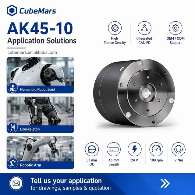 Cubemars AK45-10 Humanoid Robot Wrist Motor Ultra Lightweight 260g High Torque 7Nm Integrated BLDC Servo Actuator