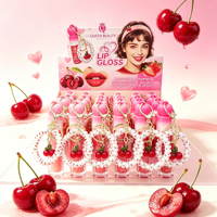 Brillo Labial Love Queen Beauty con Llavero, Diseño de Dibujos Animados, Hidratante y Voluminizador, en Caja de Exhibición, Venta al Por Mayor