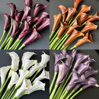 Fleurs artificielles réalistes en PU de couleur rétro, lys blancs, bouquets de mariage, fausses fleurs avec bords frisés