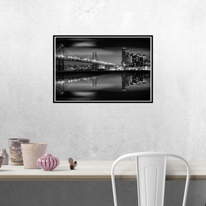 San Francisco Bay Cầu Đêm Đen Trắng Canvas In Wall <span class=keywords><strong>Art</strong></span> - Product Image 3