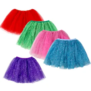 FuYu New Fashion Styles Little Girls Stars Sequins Tutu Skirt Ballet Dance Dress for 0-6 Y Sparkle Elastic Skirts