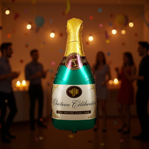 Ballon rond en feuille métallique Chateau Celebration Party Love pour bouteille, 95 cm, imprimé en sérigraphie 6 couleurs, décoration de fête - Product Image 3